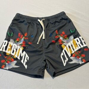 PacSun Gray Athletic Shorts with Multicolor Design